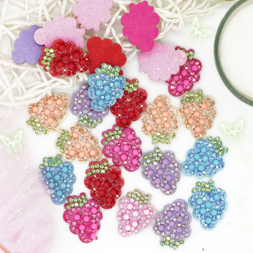 Sewing Id - 10개 포도 모양 접착식 라인스톤 패치