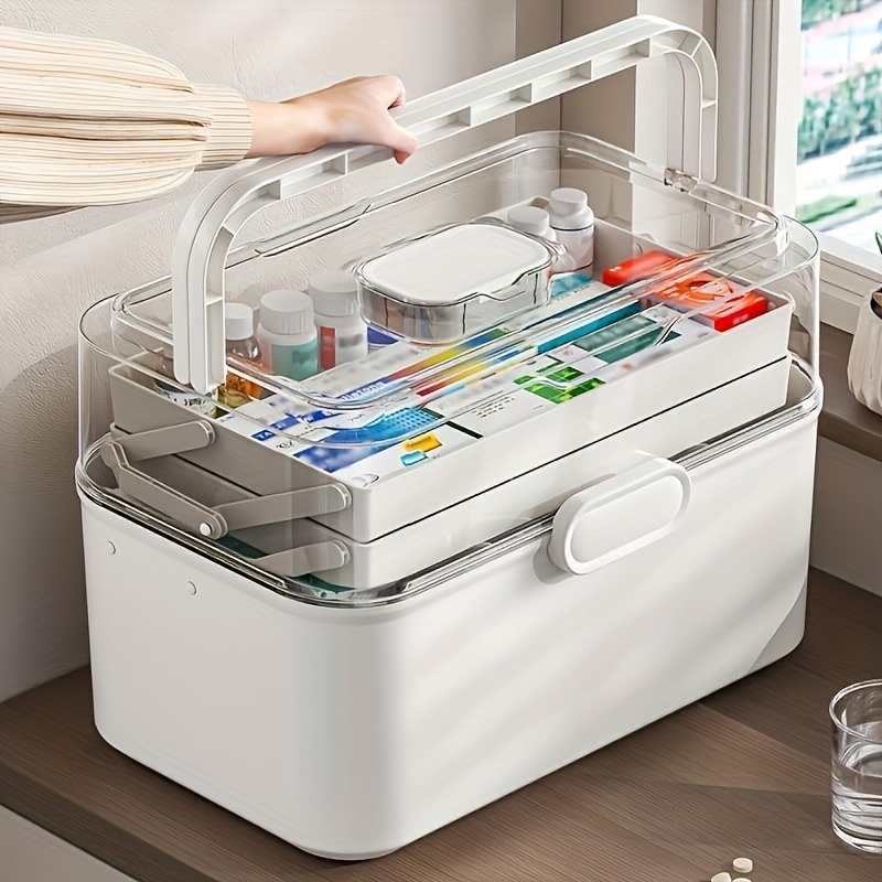Bobbin Organizer Box - 대용량 투명 뚜껑 약 보관함/배급함 -