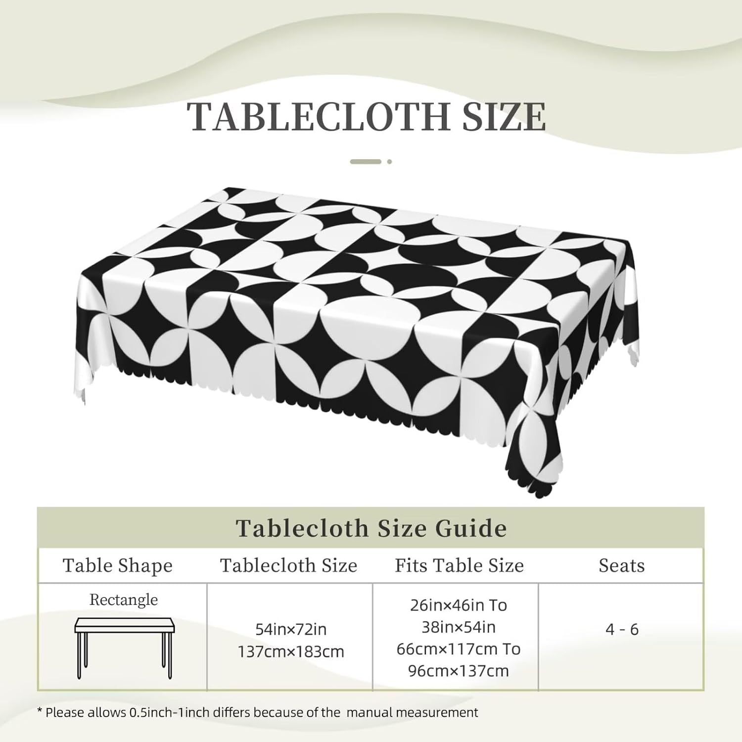 미니멀리스트 미드 센추리 모던 테이블보, 블랙 화이트  - Century Textile & Sewing Supply Saskatoon Sk 리뷰 및 가격