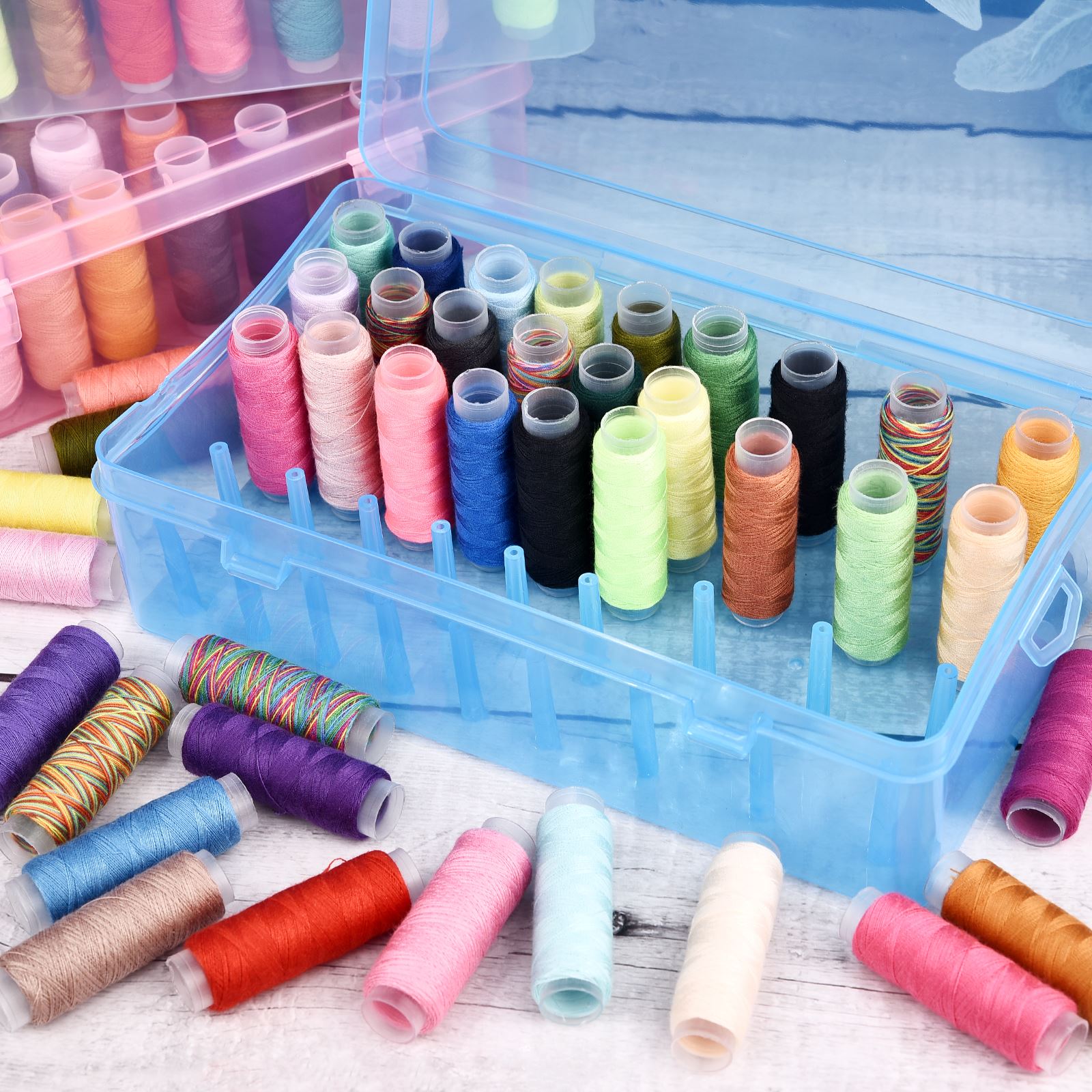 42 축 바느질 스레드 상자 보빈 보관 케이스 투명 바 - Bobbin Organizer Box 리뷰 및 가격
