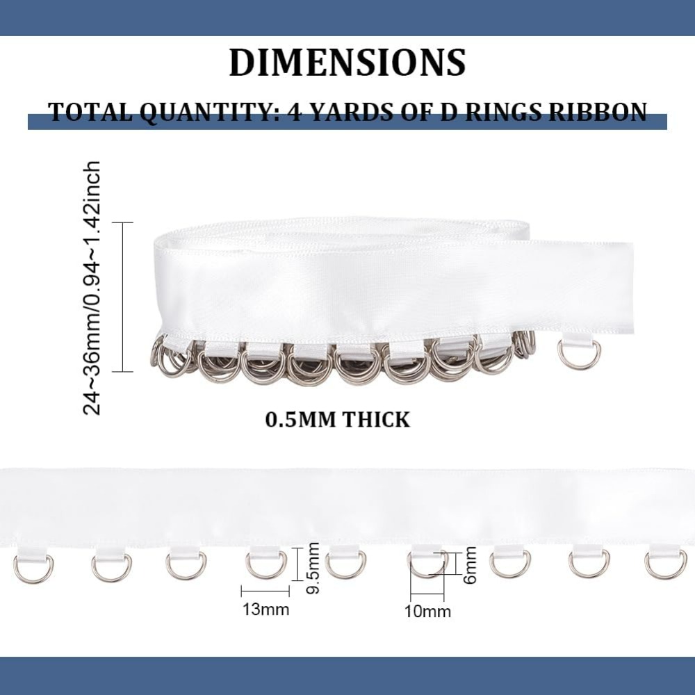 4 야드 D 링이있는 흰색 그로멧 트림 (6x10mm) - Sewing Garments 리뷰 및 가격