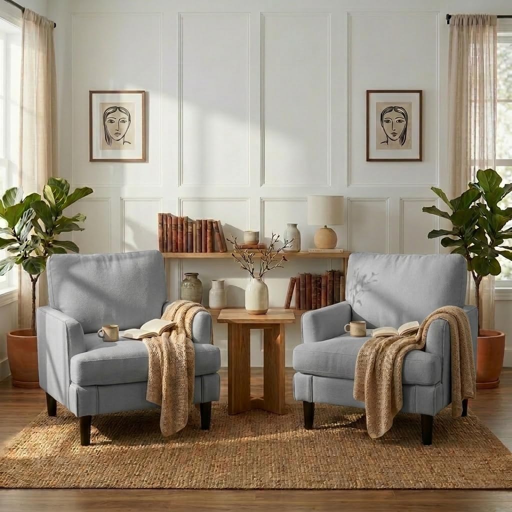 # 미드 센추리 스타일의 편안한 천 소재 암체어 세트, - Century Textile & Sewing Supply Saskatoon Sk 리뷰 및 가격